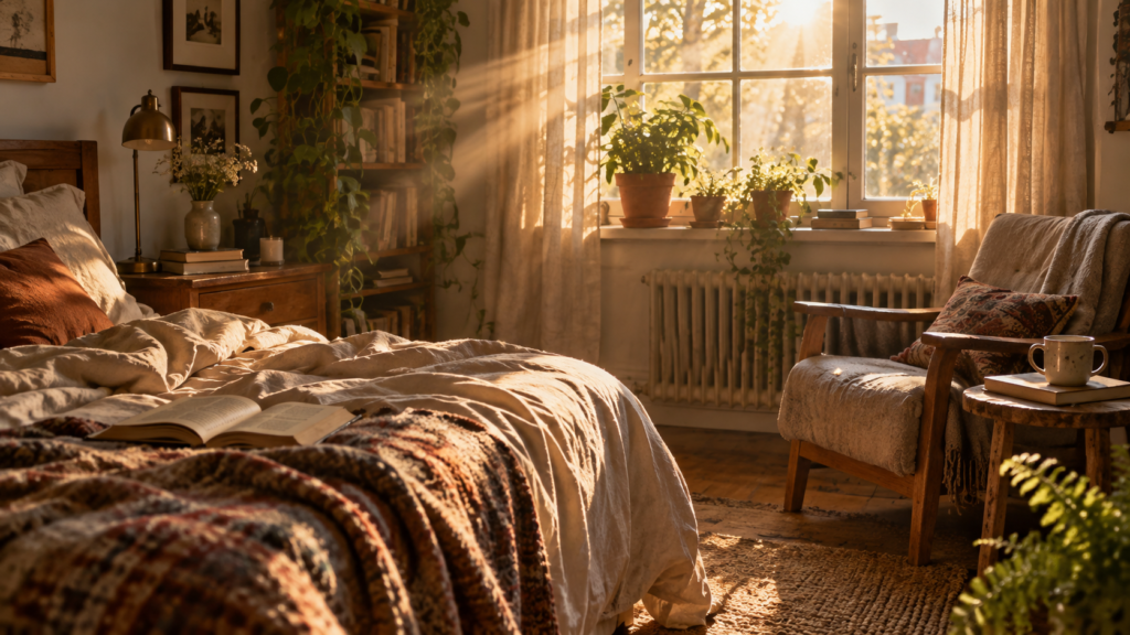 Rays of sun entering the room